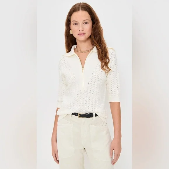 Varley Arney Half Zip Polo in Egret size small S - Picture 2 of 8